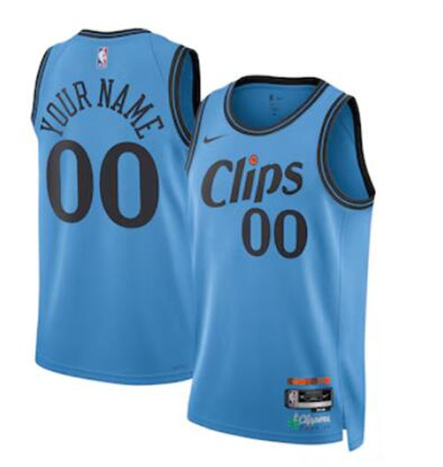 Mens Youth Los Angeles Clippers Custom 2024-25 Light Blue City Edition Jersey
