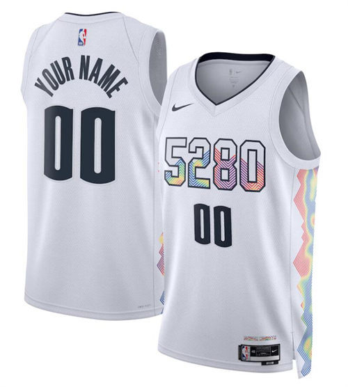 Mens Youth Denver Nuggets Custom 2024-25 White City Edition Jersey