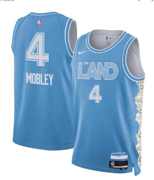 Mens Cleveland Cavaliers #4 Evan Mobley Nike Light Blue 2024-25 City Edition Swingman Jersey