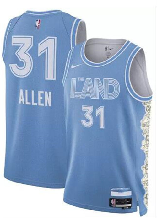 Mens Cleveland Cavaliers #31 Jarrett Allen Nike Light Blue 2024-25 City Edition Swingman Jersey