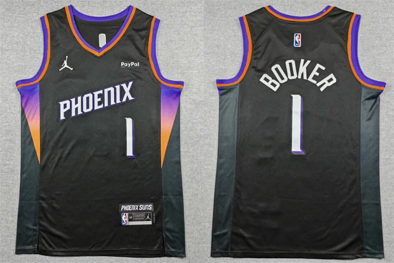 Mens Phoenix Suns #1 Devin Booker 2025-26 Black Statement Edition Swingman Jersey