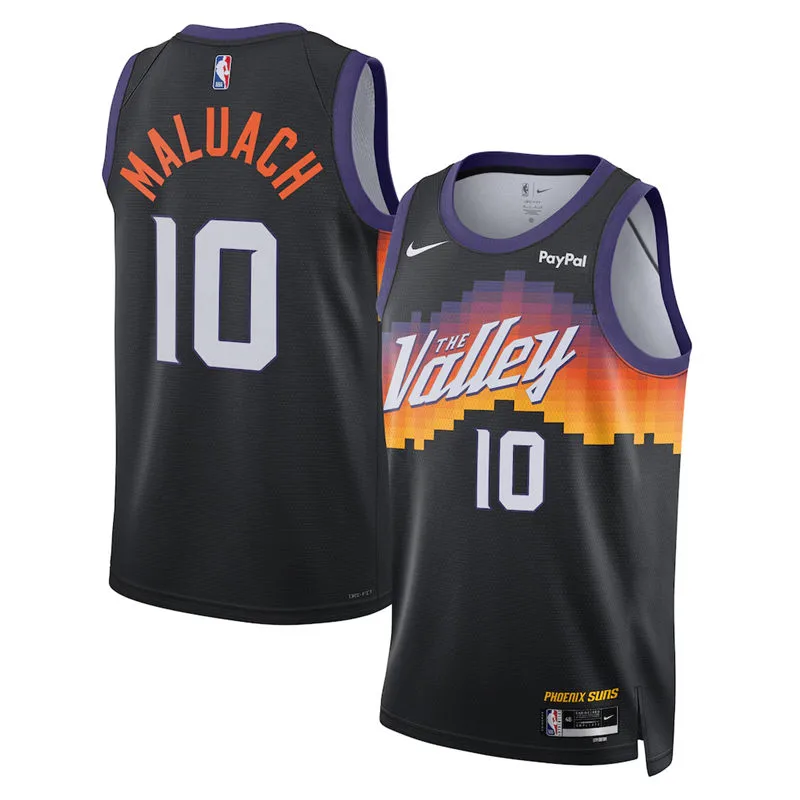 Mens Phoenix Suns #10 Khaman Maluach 2025-26 City Edition Swingman Jersey Black 