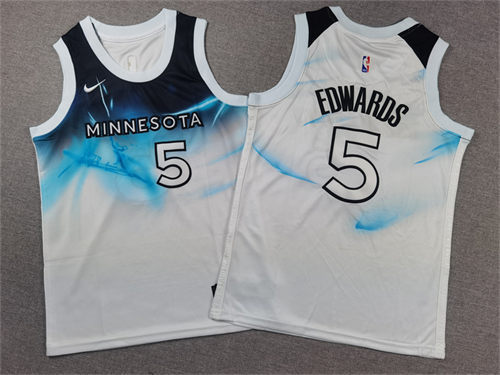 Youth Minnesota Timberwolves #5 Anthony Edwards White 2024-25 City Edition Swingman Jersey