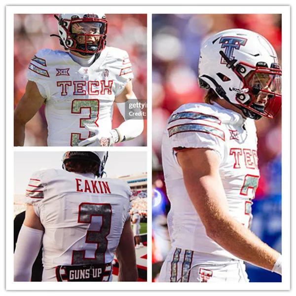 Texas Tech Red Raiders #3 Coy Eakin White GalvanICED Alternate Football Jersey