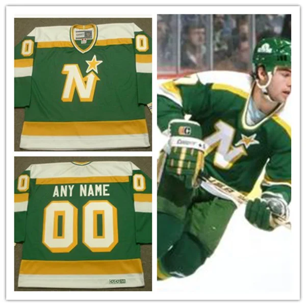 Minnesota North Stars Custom 1980's Green Away CCM Vintage Throwback Jersey
