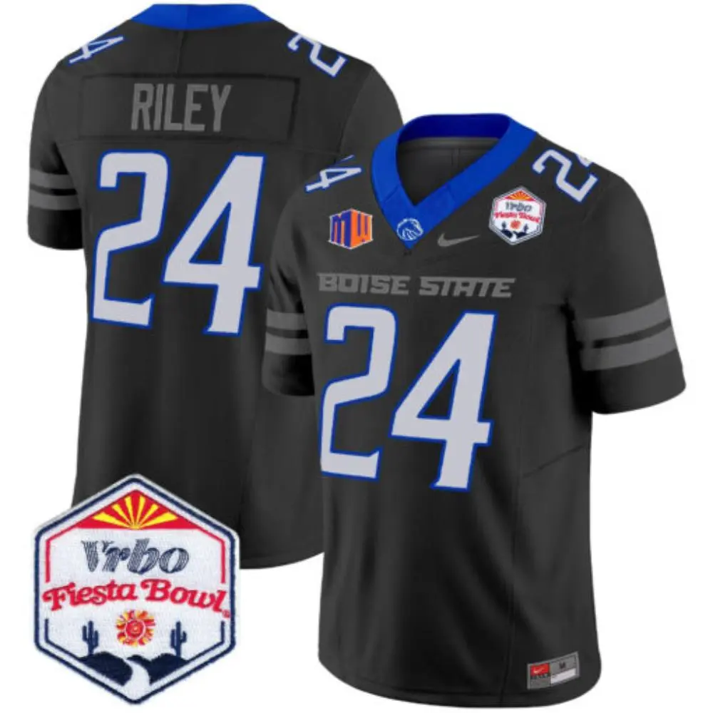 Boise State Broncos #24 Dylan Riley Nike 2025 Black College Football Game Jersey