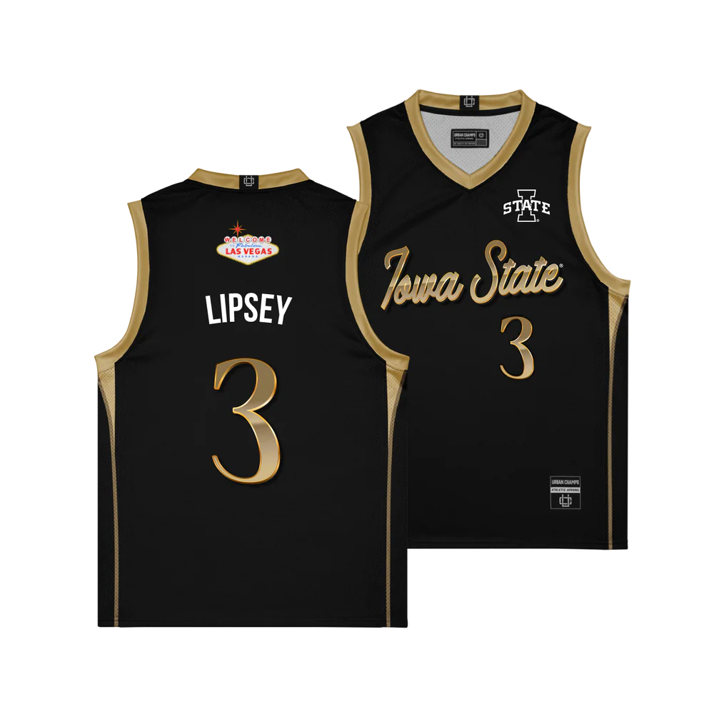 Iowa State Cyclones #3 Tamin Lipsey Black Vegas Edition Basketball Jersey