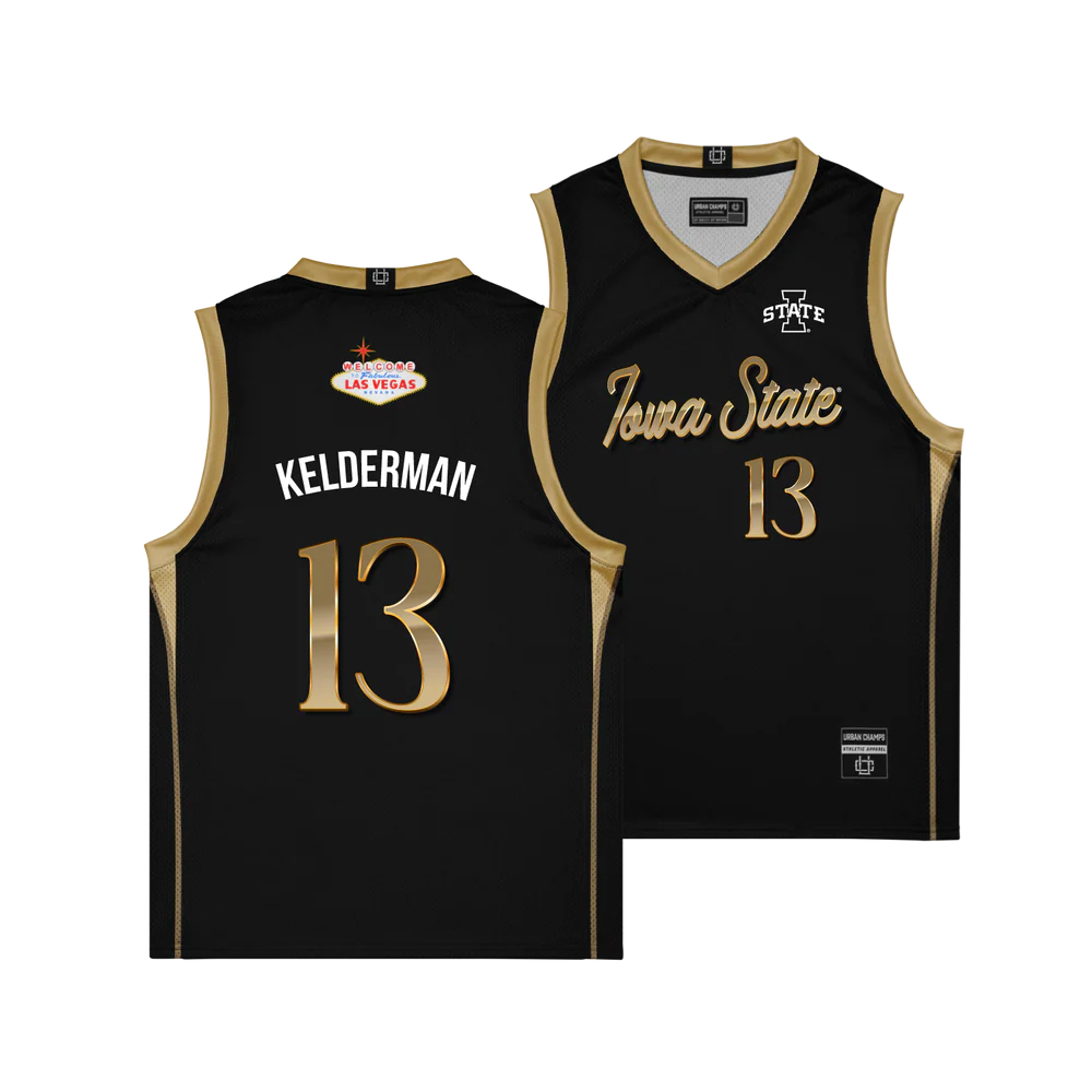 Iowa State Cyclones #13 Cade Kelderman Black Vegas Edition Basketball Jersey