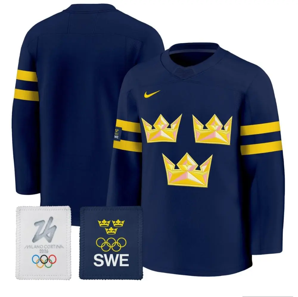 Sweden Olympic 2026 National Ice Hockey Team Jersey Navy