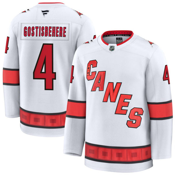 Men's Carolina Hurricanes #4 Shayne Gostisbehere Fanatics White Away Player Jersey