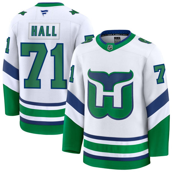 Men's Carolina Hurricanes #71 Taylor Hall White Fanatics Throwback Jersey