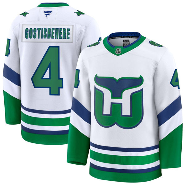 Men's Carolina Hurricanes #4 Shayne Gostisbehere White Fanatics Throwback Jersey