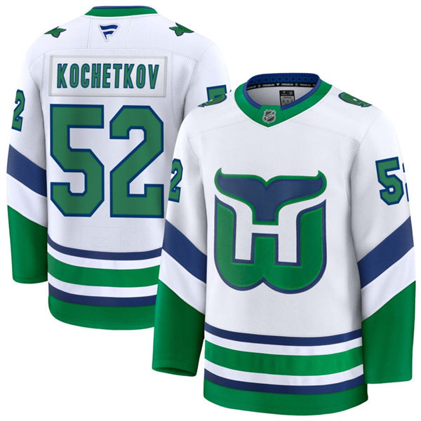 Men's Carolina Hurricanes #52 Pyotr Kochetkov White Fanatics Throwback Jersey 