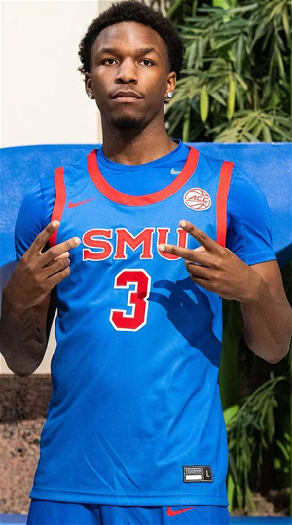 Mens Youth SMU Mustangs #3 Chuck Harris Nike 2025 ACC Blue Basketball Game Jersey