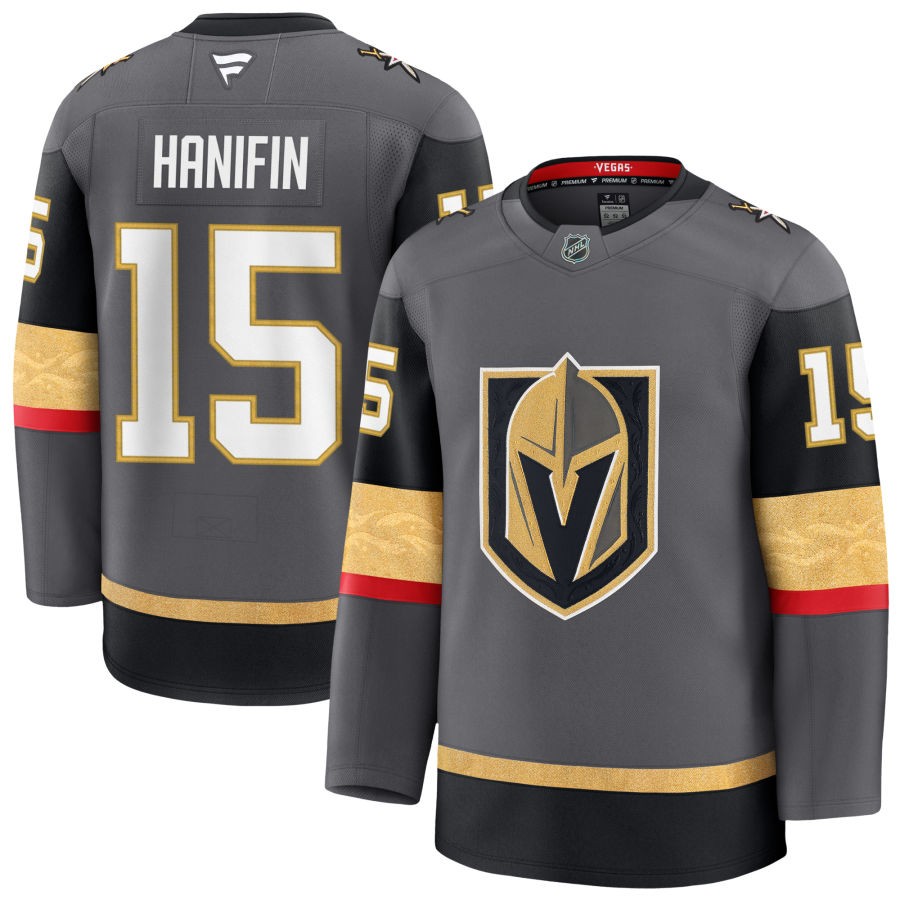 Mens Vegas Golden Knights #15 Noah Hanifin Stitched Fanatics Gray Alternate Premium Jersey