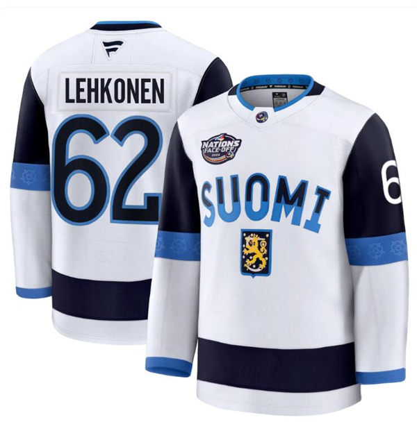 Men's Youth Finland #62 Artturi Lehkonen Fanatics White 2025 4 Nations Face-Off Premium Jersey
