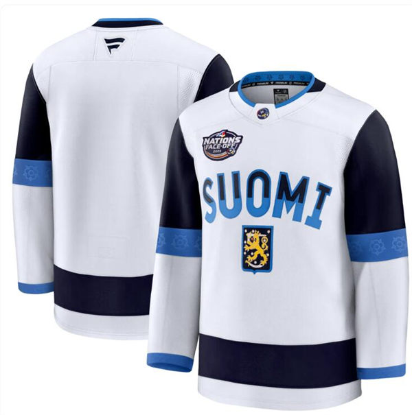 Men's Youth Finland Blank Fanatics White 2025 4 Nations Face-Off Premium Jersey