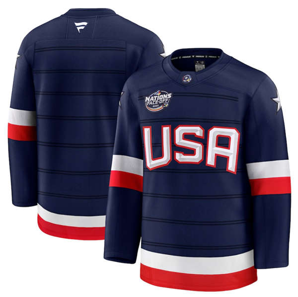 Men's Youth USA  Blank Fanatics Navy 2025 4 Nations Face-Off Premium Jersey