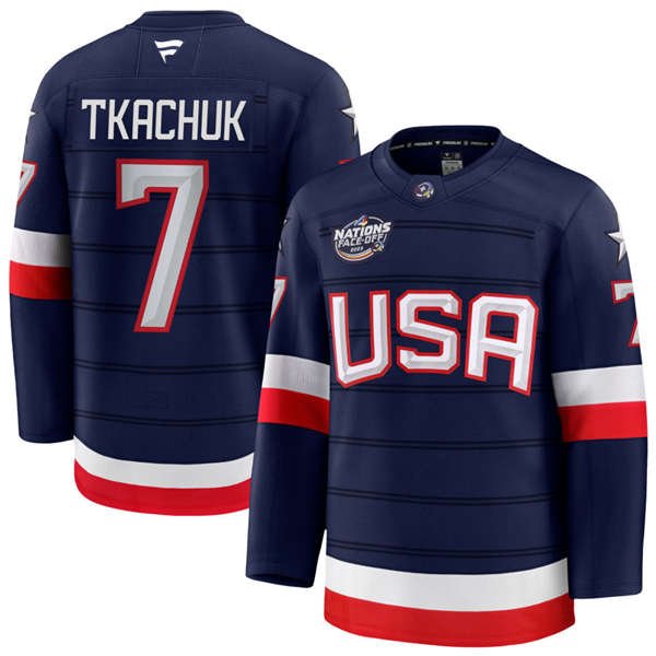 Men's Youth USA #7 Brady Tkachuk Fanatics Navy 2025 4 Nations Face-Off Premium Jersey