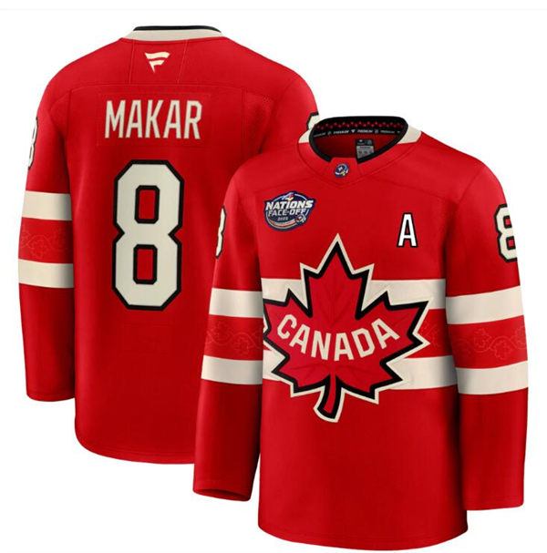 Men's Youth Canada #8 Cale Makar Red 2025 4 Nations Face-Off Premium Jersey