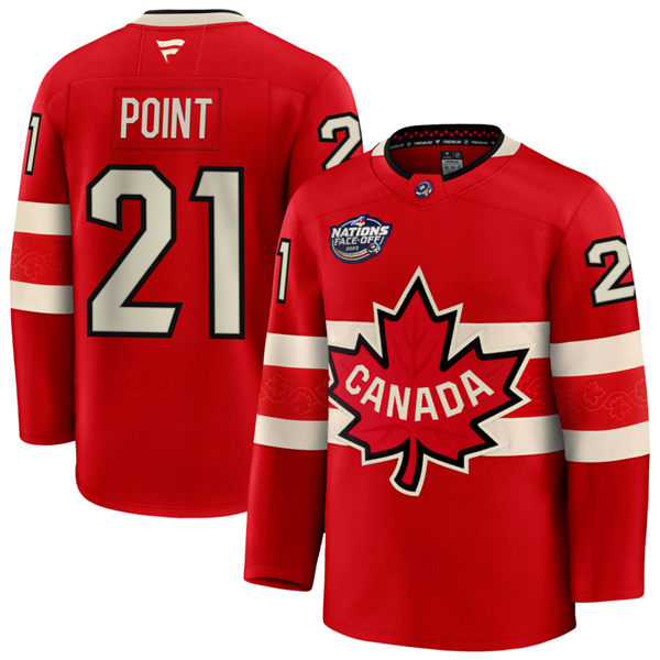 Men's Youth Canada #21 Brayden Point Red 2025 4 Nations Face-Off Premium Jersey