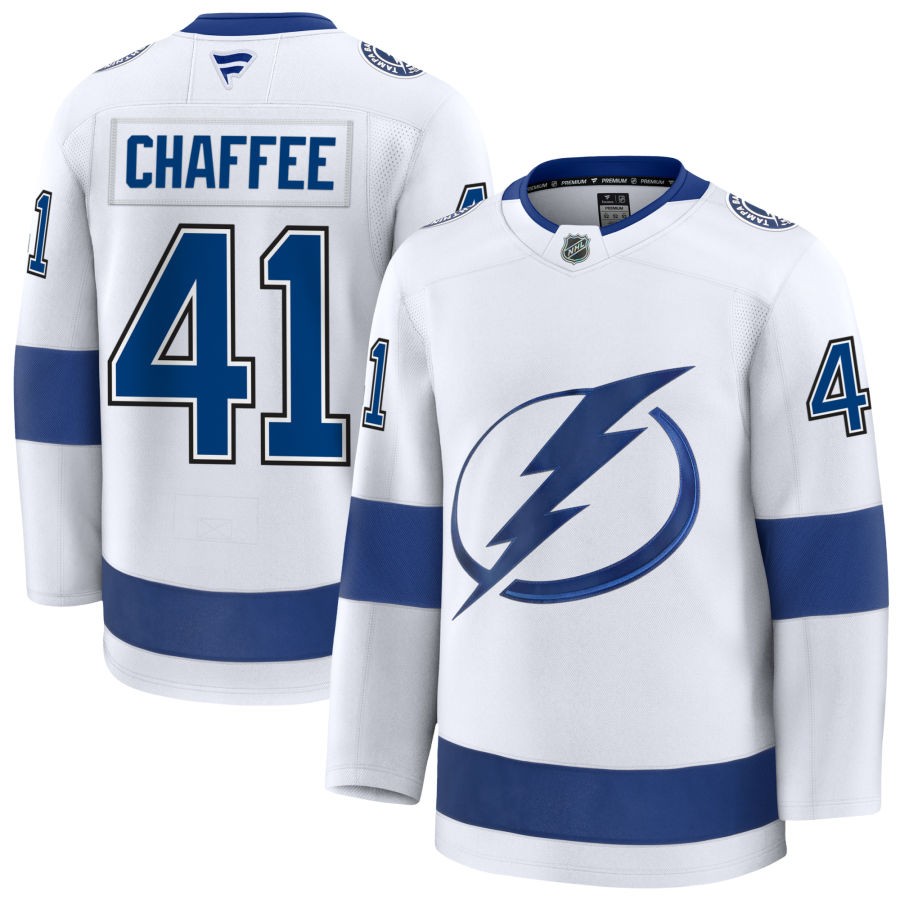 Mens Tampa Bay Lightning #41 Mitchell Chaffee Fanatics White Away Stitched Player Jersey