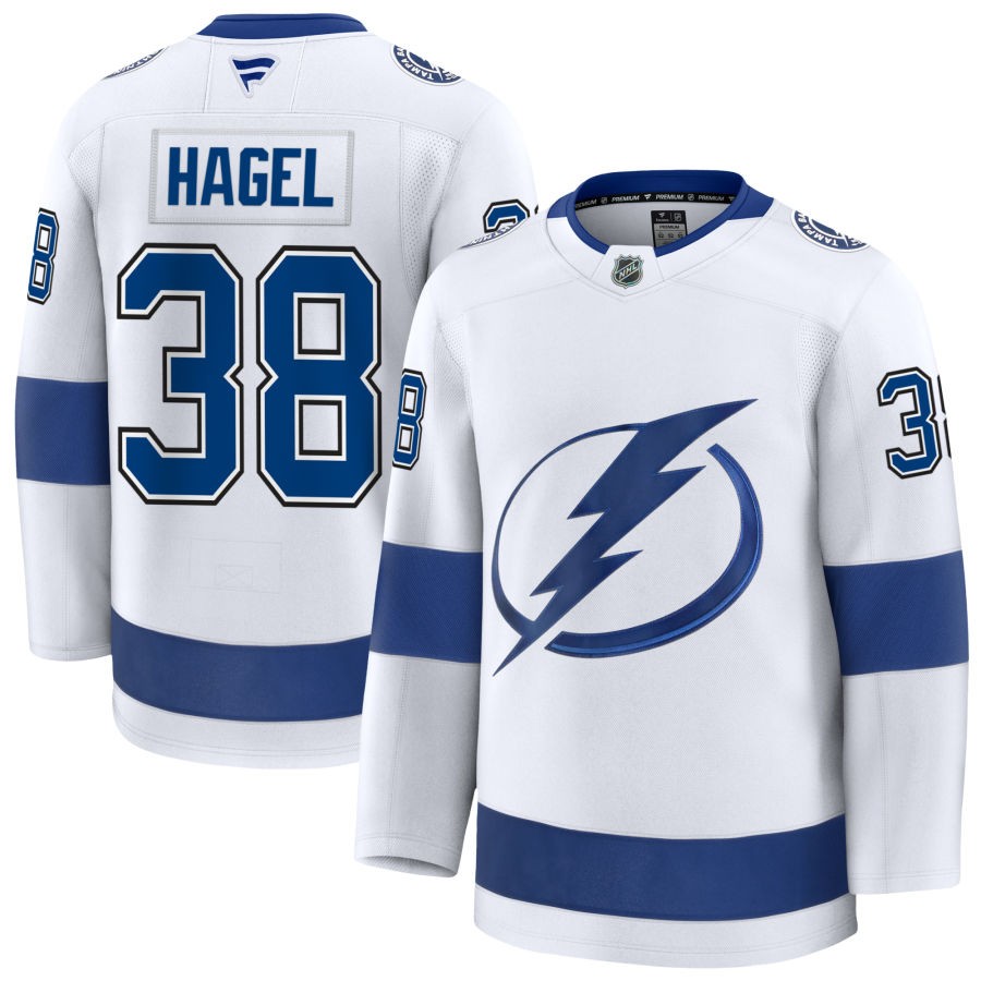 Mens Tampa Bay Lightning #38 Brandon Hagel Fanatics White Away Stitched Player Jersey 