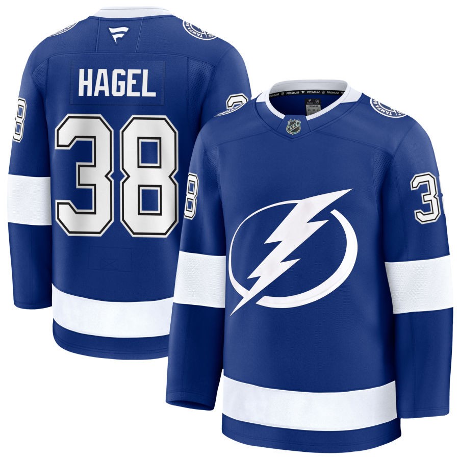 Mens Tampa Bay Lightning #41 Mitchell Chaffee Fanatics Home Blue Premium Player Jersey