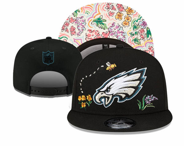 Philadelphia Eagles Black Flower Snapback Hat YD317124