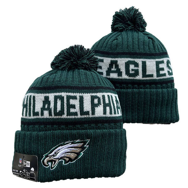 Philadelphia Eagles Green with Green Cuffed Pom Knit Hat YD3317122