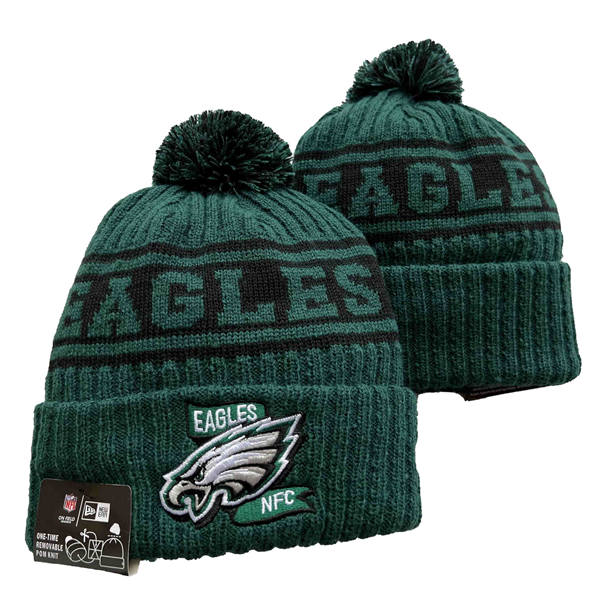 Philadelphia Eagles Main Green on green Cuffed Pom Knit Hat YD3317105
