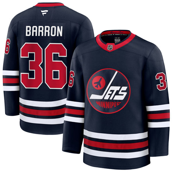 Men's Winnipeg Jets #36 Morgan Barron Fanatics Navy Alternate Reverse Retro 2.0 Premier Jersey