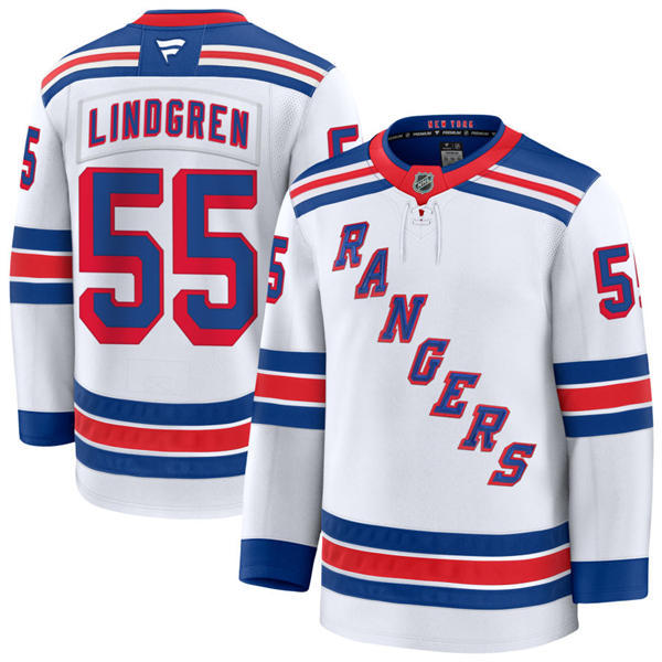 Mens New York Rangers #55 Ryan Lindgren Fanatics White Away Primegreen Player Jersey