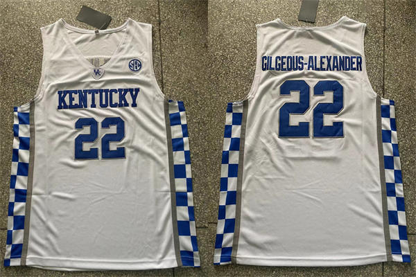 Mens Kentucky Wildcats #22 Shai Gilgeous-Alexander 2017-18 White Basketball Jersey