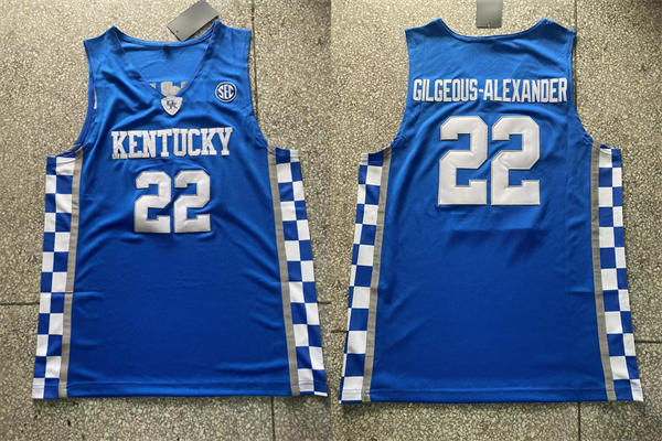 Mens Kentucky Wildcats #22 Shai Gilgeous-Alexander 2017-18 Royal Basketball Jersey