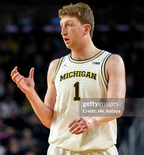 Mens Youth Michigan Wolverines #1 Danny Wolf  White College Basketball Game Jersey