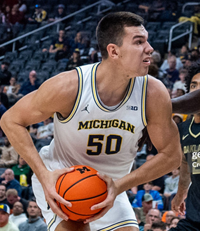 Mens Youth Michigan Wolverines #50 Vladislav Goldin Maize White College Basketball Game Jersey