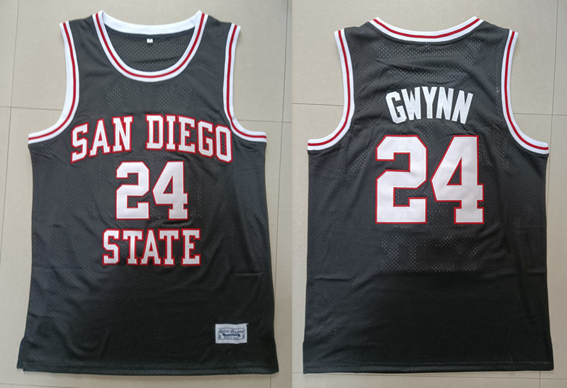 Mens Youth San Diego State Aztecs #24 Tony Gwynn Black College Basketball Retro Jersey