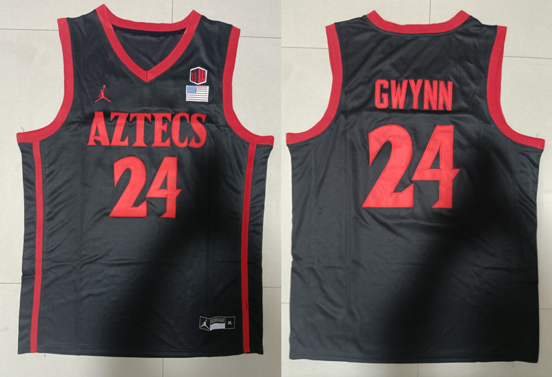 Mens Youth San Diego State Aztecs #24 Tony Gwynn Nike Black College Basketball Jersey