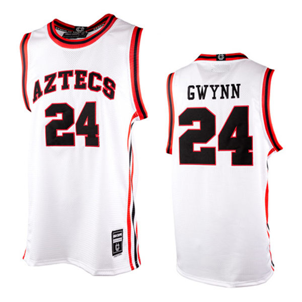 Mens Youth San Diego State Aztecs #24 Tony Gwynn White College Basketball Retro Jersey