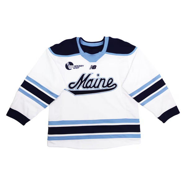 Mens Youth Maine Black Bears Blank White College Hockey Team Jersey