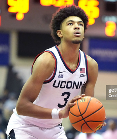 Mens Youth Uconn Huskies  #3 Jaylin Stewart  White College Basketball Game Jersey