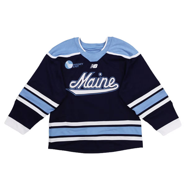 Mens Youth Maine Black Bears Custom Navy College Hockey Game Jersey