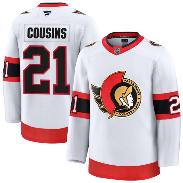 Men's Ottawa Senators #21 Nick Cousins Fanatics White Away Premium Jersey