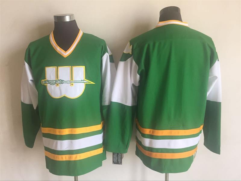 Men's NEW ENGLAND WHALERS Blank 1970's Green CCM Vintage Throwback Jersey