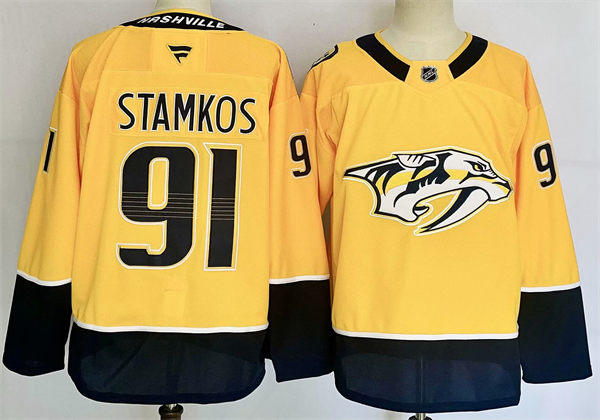 Men's Nashville Predators #91 Steven Stamkos Fanatics Gold Home Premium Jersey