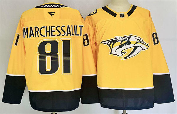 Men's Nashville Predators #81 Jonathan Marchessault Fanatics Gold Home Premium Jersey