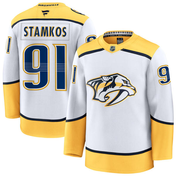 Men's Nashville Predators #91 Steven Stamkos Fanatics White Away Premium Jersey