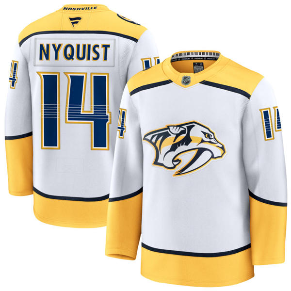 Men's Nashville Predators #14 Gustav Nyquist Fanatics White Away Premium Jersey