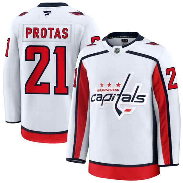 Men's Washington Capitals #21 Aliaksei Protas Fanatics Away White Premium Jersey